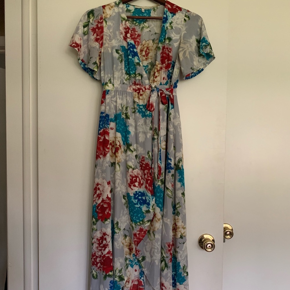 Floral maxi wrap dress
